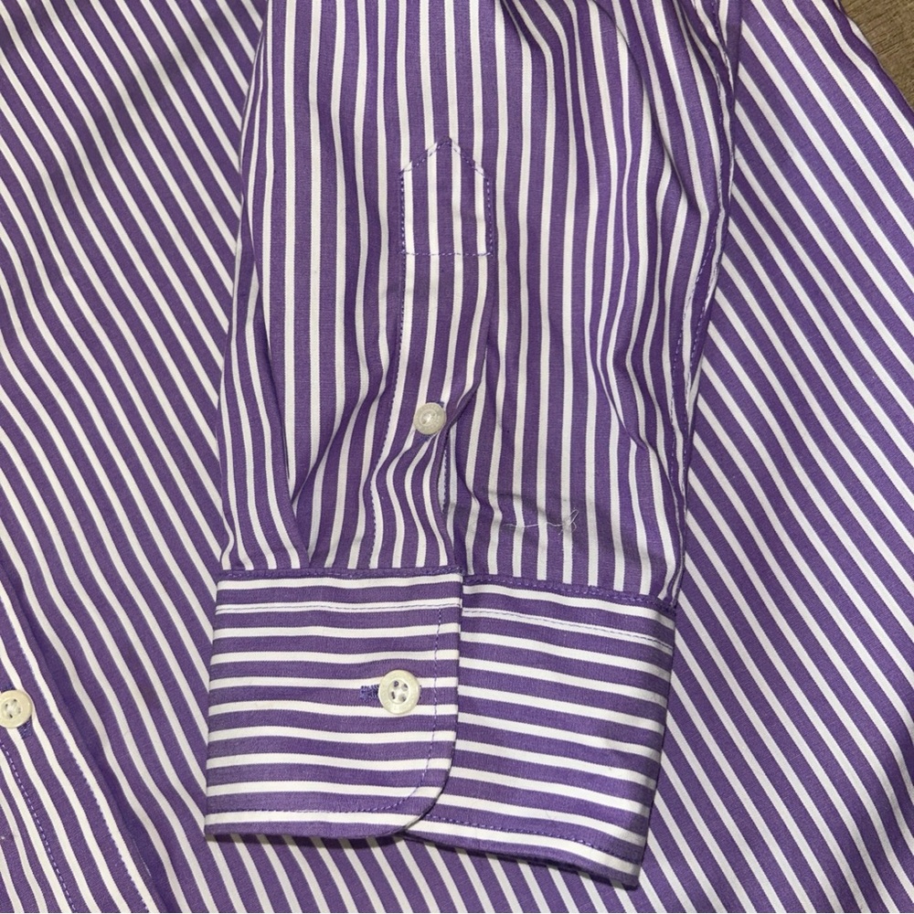 Ralph Lauren Womens Button Down Shirt Purple Bengal Striped Classic Preppy  XL - Picture 5 of 10